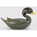 A Murano glass duck, 20th century. Possibly by Franco Moretti. 20.5 cm length. Condition report: