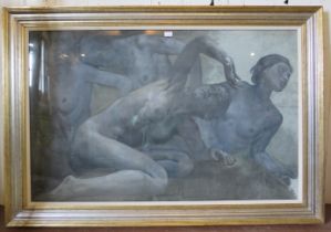 Erich Wolfsfeld (1884-1956) - 'Figure study', signed, monumental and impressive, mixed media/oil