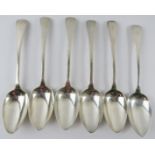 Set of six George III silver tablespoons, hallmarked for London 1812, maker Thomas Wilkes Barker.