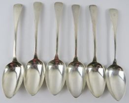 Set of six George III silver tablespoons, hallmarked for London 1812, maker Thomas Wilkes Barker.
