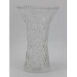 A large Bohemian clear cut crystal glass vase, 20th century. 30 cm height. Condition report: Good