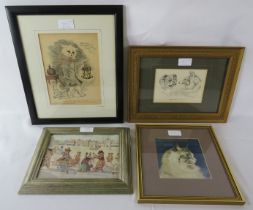 Louis Wain (1860-1939) - Four framed & glazed prints, 'This Way to the up-to-date Year 1902', One