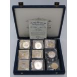 Nine Royal Mint sterling silver commemorative crown, pound and dollar coins. ‘The Royal Family’