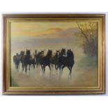 C H Jablonski (20th century) - A framed oil on canvas, 'Horses', signed lower right & dated 2000.