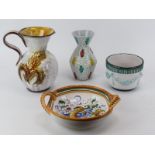 Four Italian ceramic wares, mid 20th century. Comprising a Fratelli Fanciullacci vase, a Torretti