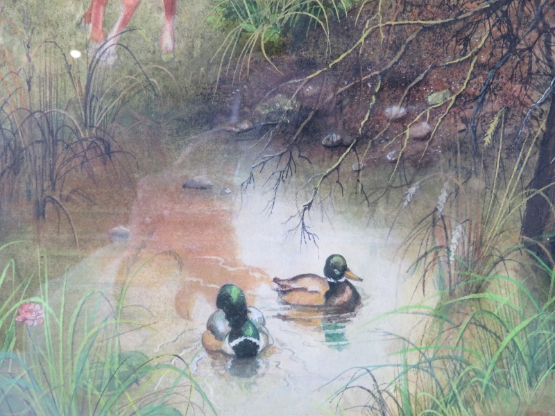 Clifford S Perry - A framed & glazed watercolour, 'Country scene with cattle by a duck pond', signed - Image 5 of 7