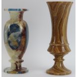 Two turned onyx stone vases, 20th century. 22 cm height, 19.8 cm height. Condition report: Good