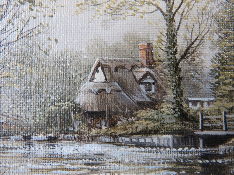 Keith W Hastings (1948) - A framed oil on board, 'College at Flatford from the lock', signed lower - Image 4 of 5