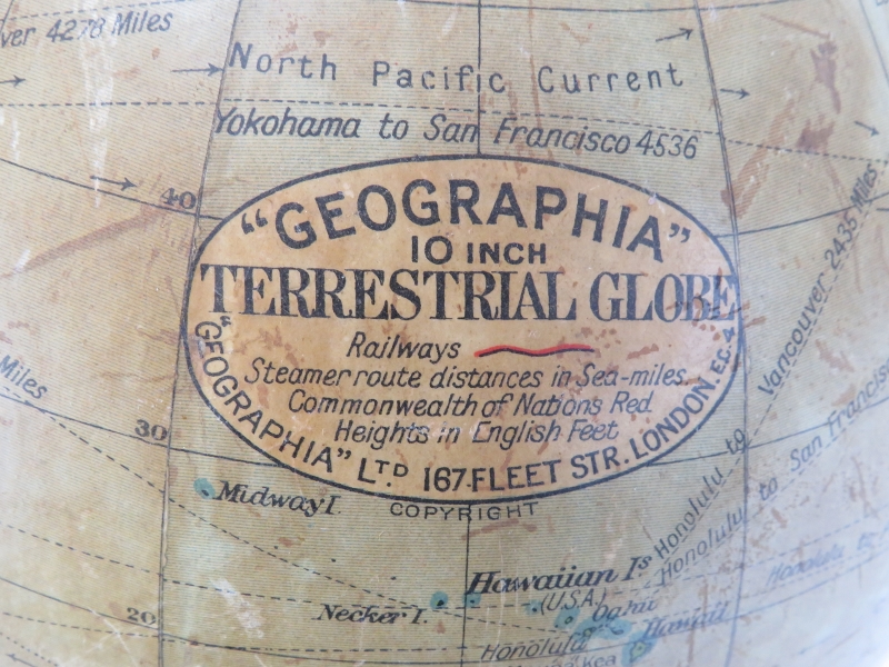 A vintage English ‘Geographica’ 10 inch terrestrial globe, circa 1920s/30s. The globe marked with - Bild 6 aus 6