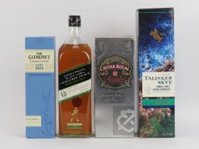 Four bottles of Scotch Whisky. Comprising a bottle of Johnnie Walker ‘Black label Lowlands