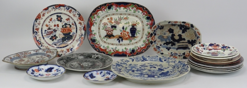 A group of ironstone china ceramic wares, 19th/20th century. (16 items) 34.8 cm largest diameter.