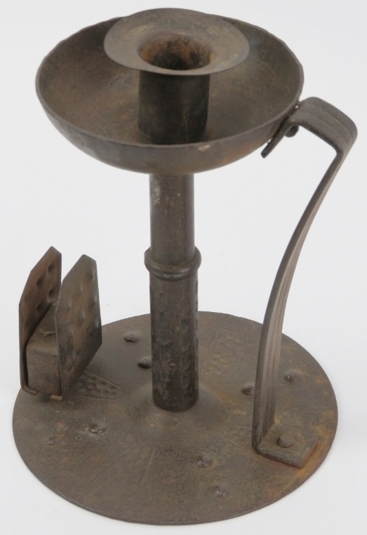 A Viennese Arts and Crafts ‘Goberg’ secessionist iron chamber stick designed by Hugo Berger, early - Image 2 of 3