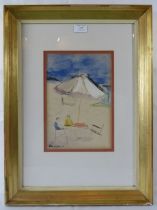 Marianne Gabor (1917-2014) - A framed & glazed watercolour, titled 'Summer', figures under a