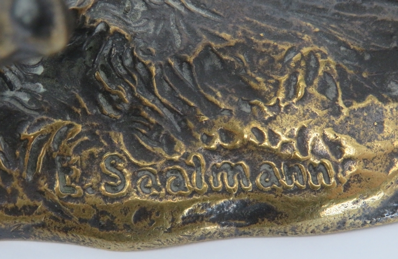 A bronzed brass figure of a horse after Erich Saalmann, 20th century. Signed ‘E. Saalmann’ to the - Image 3 of 3