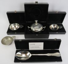 Five Norwegian cast pewter items by Askvoll Brug. 20th century. Four with presentation boxes
