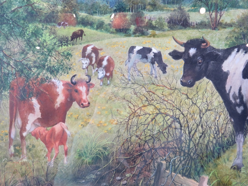 Clifford S Perry - A framed & glazed watercolour, 'Country scene with cattle by a duck pond', signed - Image 3 of 7