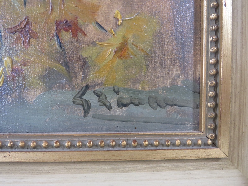 A pair of mid 20th century framed oils on canvas, 'Still life flowers in a vase', both signed - Image 7 of 10