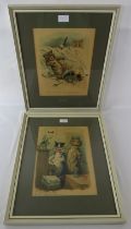 Louis Wain (1860-1939) - Two framed & glazed prints with verses, 'In the Gloaming' and 'Now I Know