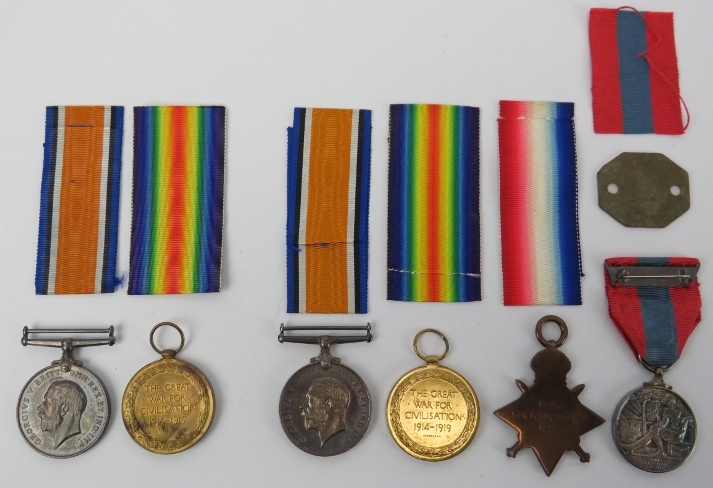 Militaria: Two groups of WWI British Military medals. A group of four medals comprising The 1914 - - Image 3 of 3