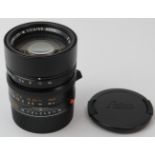 A Leica Summilux-M 1:1.4 50mm ASPH E46 black camera lens. Caps, case and box included. Serial