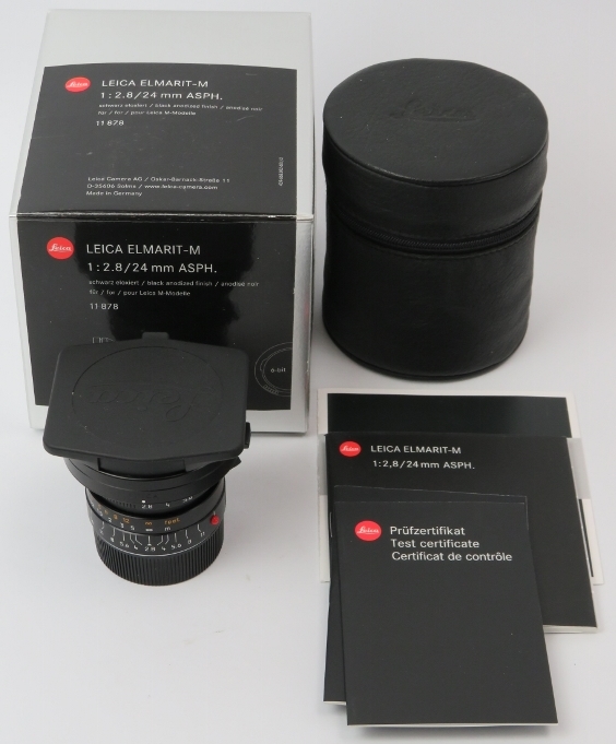 A Leica Elmarit-M 1:2,8 / 24mm ASPH E55 black camera lens. With lens hood (12592) for M 24mm f/2.8 + - Image 4 of 4