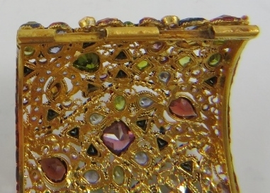 A decorative 22ct gold Indian wide hinged bangle, of openwork design all over set with facet cut - Image 5 of 7