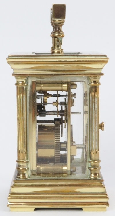 A French Angelus eleven jewels brass carriage clock. Key included. 9 cm height. Condition report: - Image 6 of 6