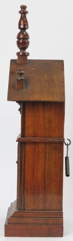 A novelty mahogany clock tower mantle clock, late 19th/early 20th century. Key included. 36.7 cm - Image 4 of 4