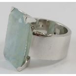 H Stern 18ct white gold, aquamarine and diamond dress ring, the milky aquamarine approximately