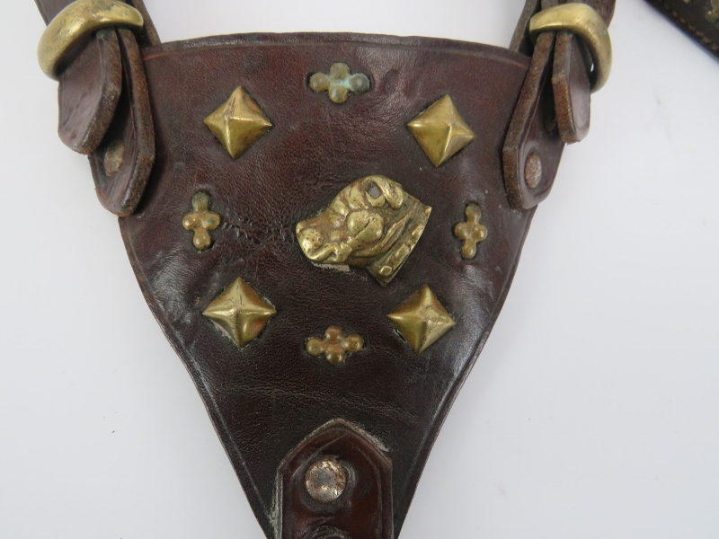 A vintage leather and brass mounted bull dog harness and collar. Harness: 67 cm approximate - Image 2 of 4