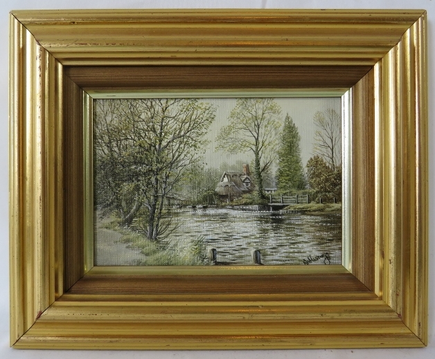 Keith W Hastings (1948) - A framed oil on board, 'College at Flatford from the lock', signed lower