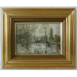 Keith W Hastings (1948) - A framed oil on board, 'College at Flatford from the lock', signed lower