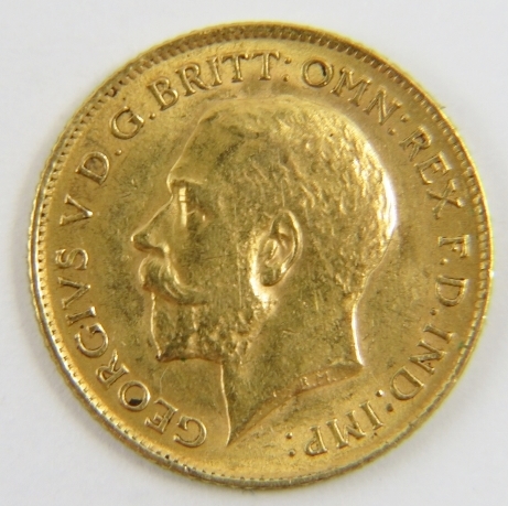 George V 1914 gold half sovereign coin. - Image 2 of 2