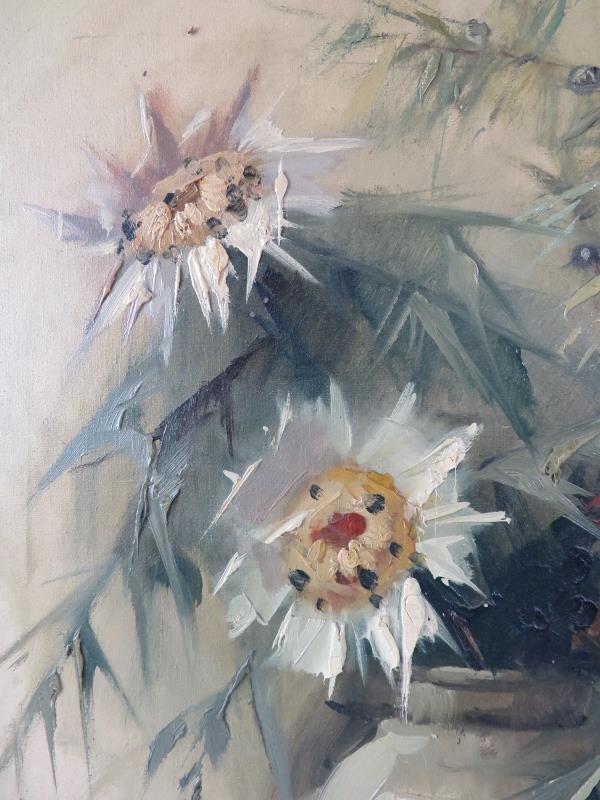 A pair of mid 20th century framed oils on canvas, 'Still life flowers in a vase', both signed - Image 2 of 10