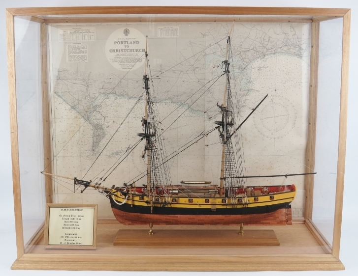 Maritime: A model of the 18-gun French Naval ship HMS Jalouse, 20th century. Finely hand crafted and