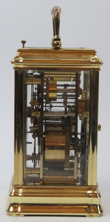 A French L'Epee brass repeater carriage clock, 20th century. Dial signed ‘L’Epee Fondee en 1839 - Image 2 of 6