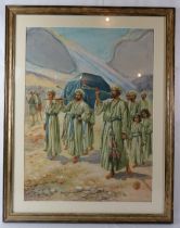 Evelyn Stuart Hardy (1866-1935) - A framed & glazed watercolour, 'Religious figures in robes',