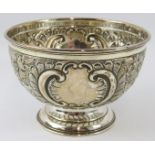 A small Edwardian silver rose bowl with floral and acanthus decoration. Hallmarked for Sheffield