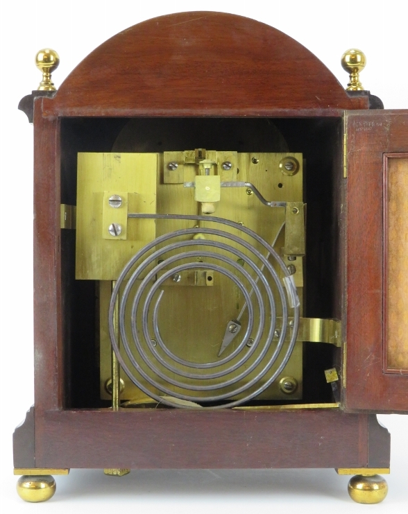An Edwardian double fusee mahogany bracket clock by Goldsmiths & Silversmiths of London. Door key, - Image 5 of 8
