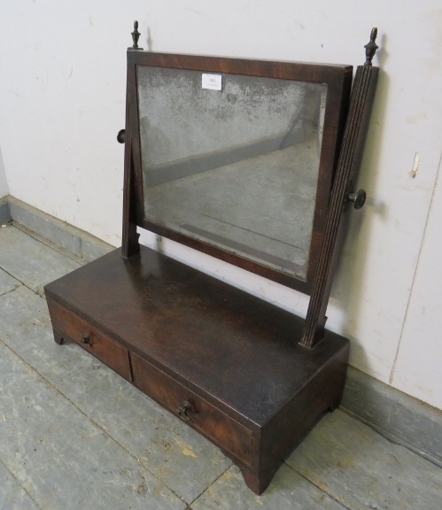 A Regency Period mahogany swing vanity mirror, retaining the original nicely silvered bevelled - Image 2 of 3