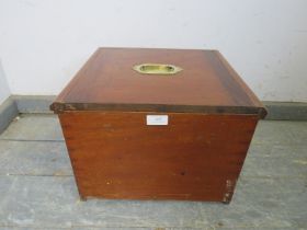 A 19th century mahogany campaign ‘thunderbox’ having brass carry handles and original ceramic