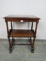 A fine quality 19th century rosewood two-tier whatnot in the manner of Gillows, the top with
