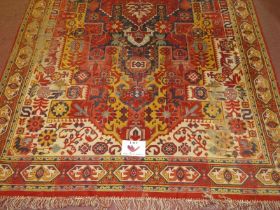 A 20th century Persian style rug, very thin close weave similar to a wall hanging. 280cm x 140cm (