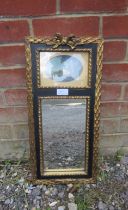 A small vintage wall mirror in the Classical taste, the parcel gilt frame with painted panel