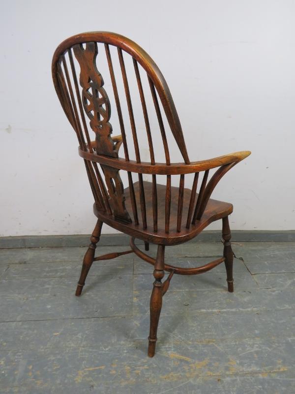 An ash Windsor wheelback chair in the 19th century taste, having carved and pierced back splat, - Image 3 of 3