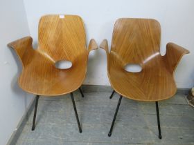 A pair of mid-century 1950s Italian ‘Medea’ armchairs by Vittorio Nobili for Fratelli Tagliabue, the