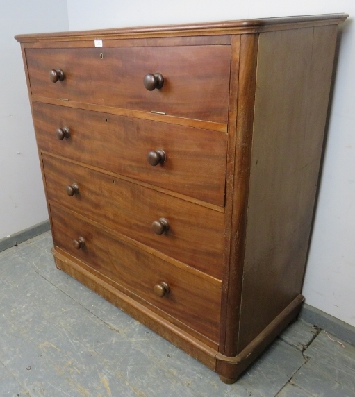 An unusual Victorian mahogany chest, the top section with fall front, opening onto a fitted interior - Image 2 of 4