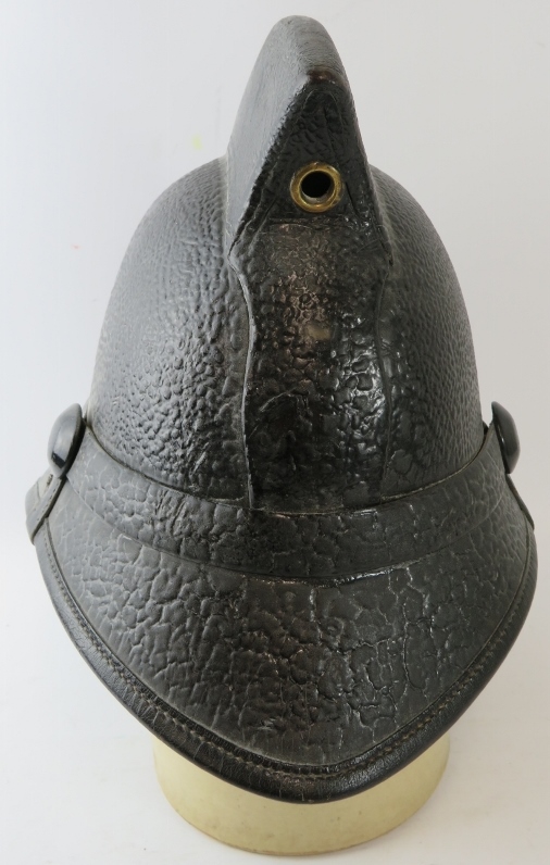 A 1950s British black leather Hendry fire helmet - Image 2 of 2