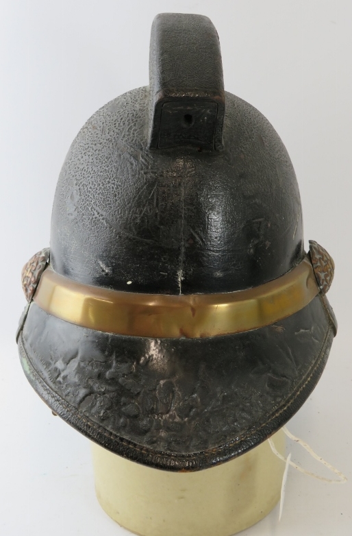A British 1950s Hendry brass mounted fire helmet with square comb. - Image 2 of 3