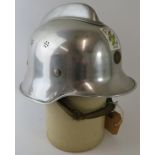 A 1970s Swedish Gothenburg Fire Service polished steel fire helmet